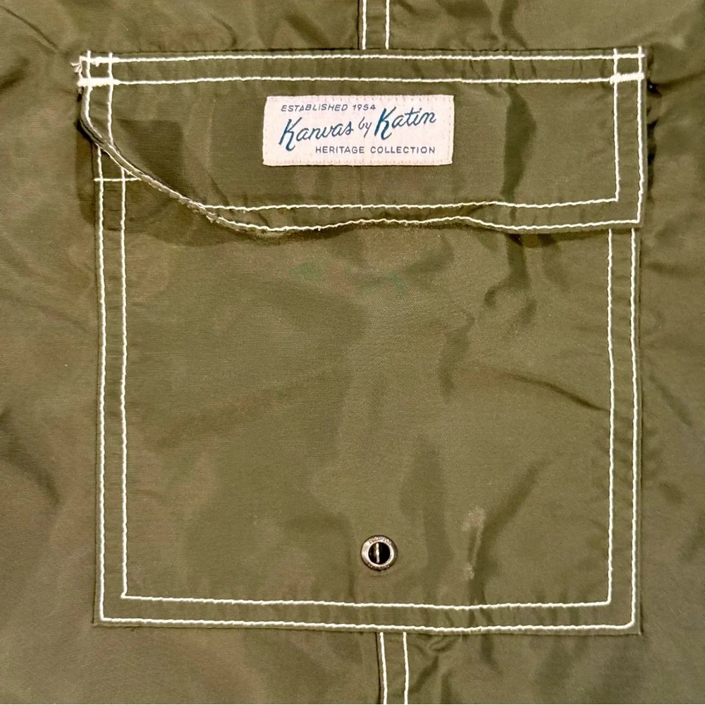 Katin Waterman Trunk Mens 29 Olive Night Surf Swim Board Shorts K-Man Patch